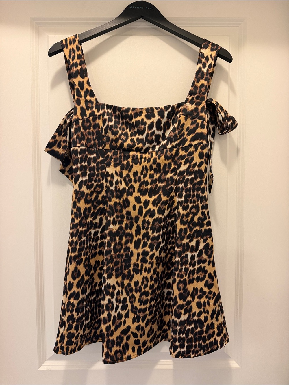 silence + noise Leopard Print Square-Neck Cami in Tan and Black